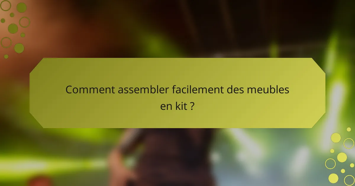 Comment assembler facilement des meubles en kit ?