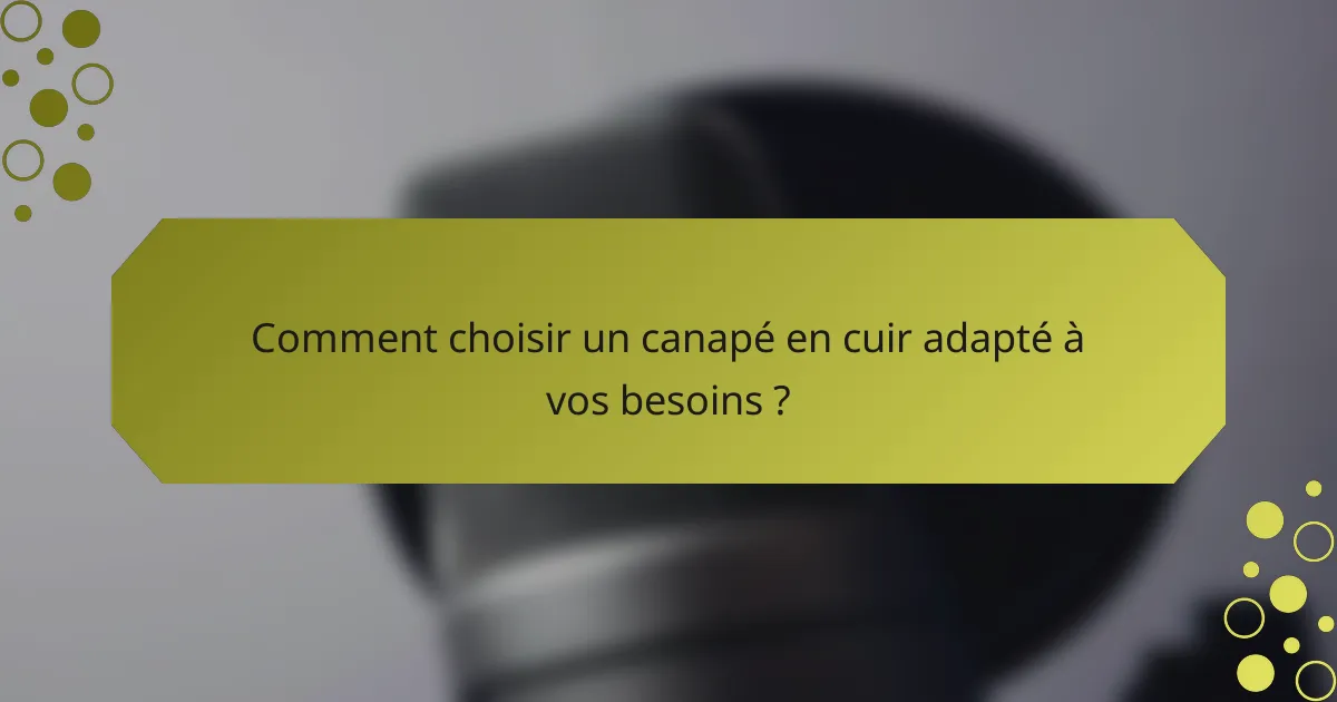 Comment choisir un canapé en cuir adapté à vos besoins ?