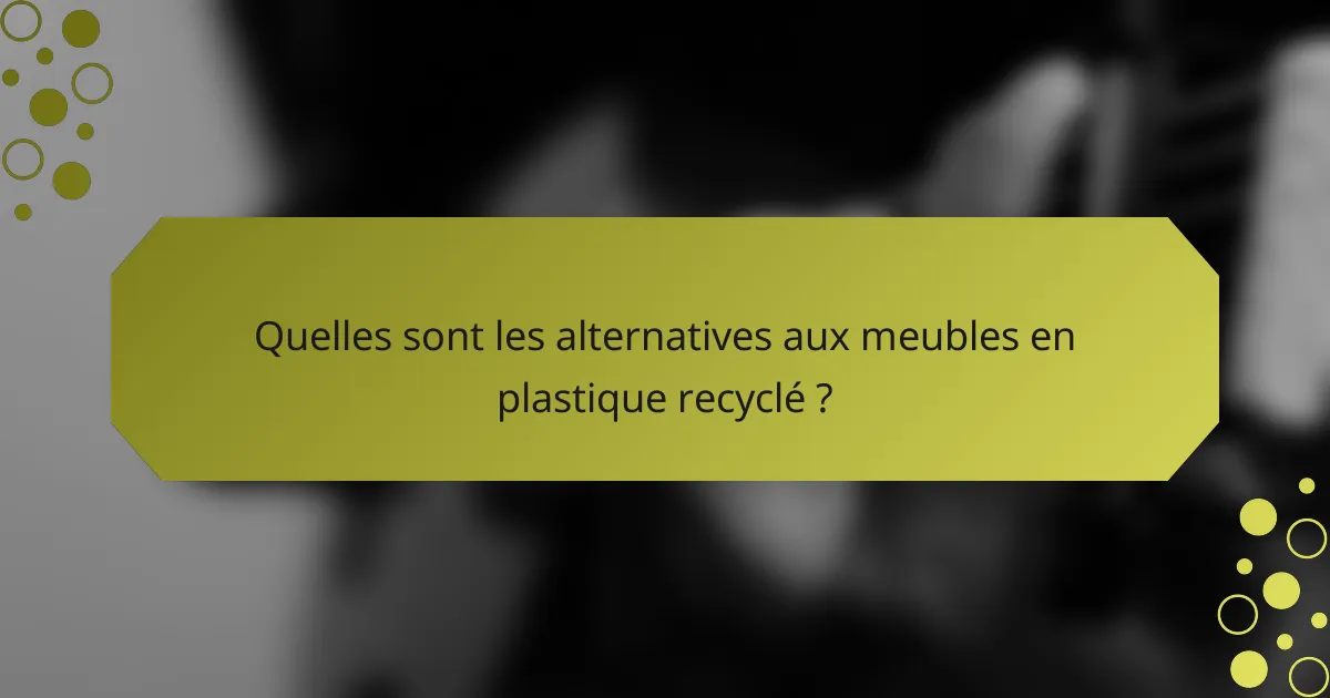 Quelles sont les alternatives aux meubles en plastique recyclé ?