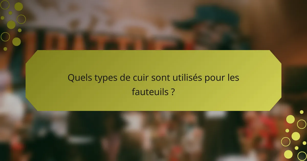 Quels types de cuir sont utilisés pour les fauteuils ?